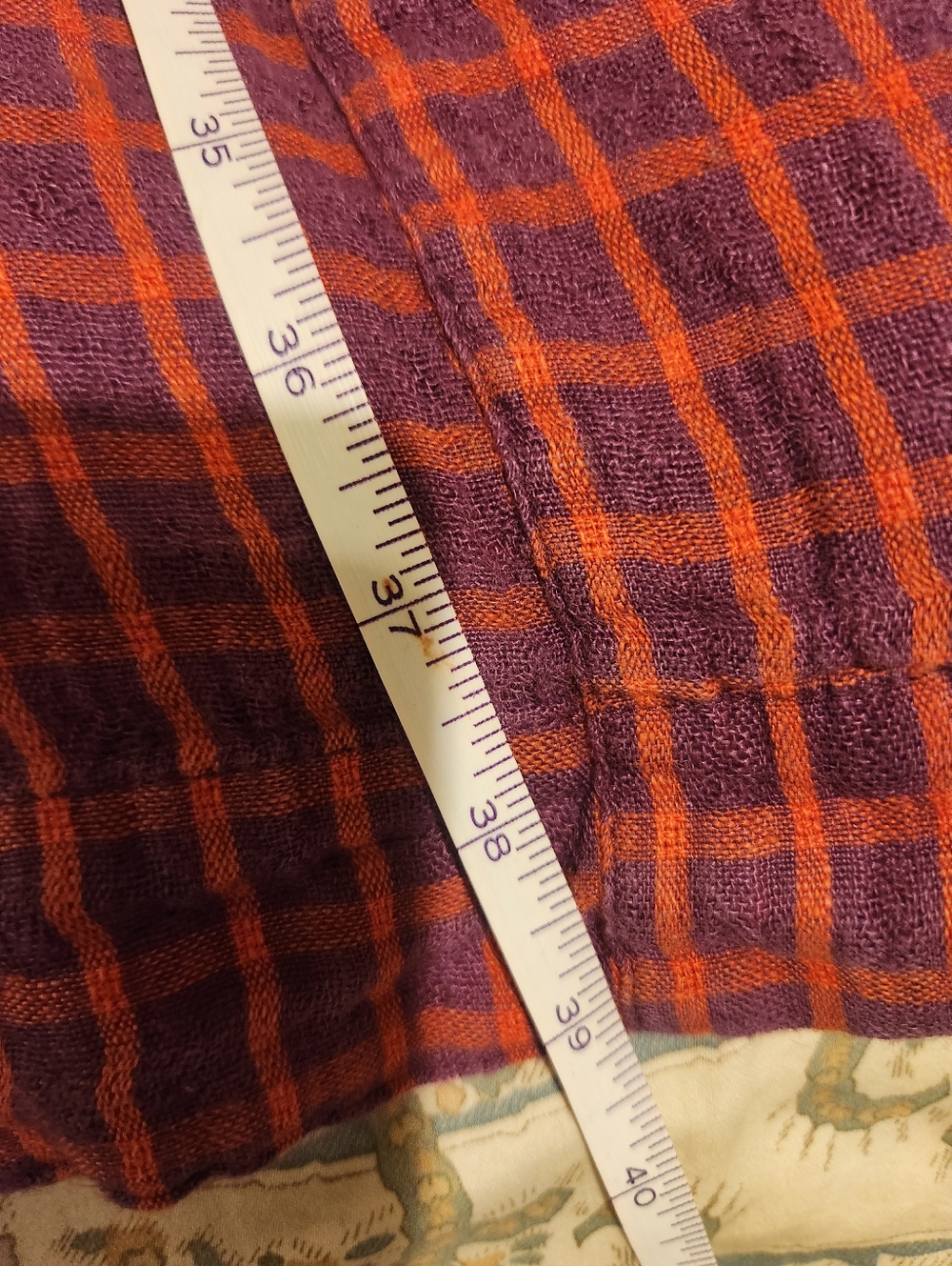 Flax Two-Tone Orange and Purple Checked Pockets Linen Midi Dress Sz. 2G B:54" - Picture 6 of 14